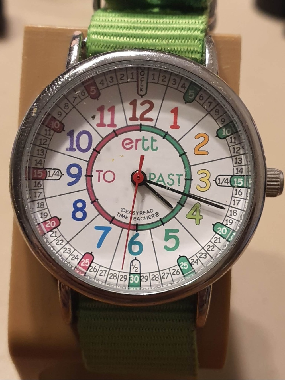 🦋10/$20🦋 Easyread Time Teacher Silver/White Nylon Girl's Educational Watch